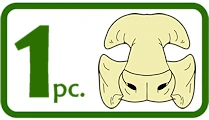 This prosthetic is 1 piece. The image has 1 pc text on the left and an icon of the prosthetic on the right.