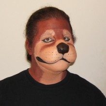 Otter Muzzle hot foam latex prosthetic, painted with makeup in browns.