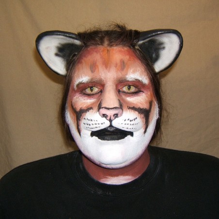 Small Cat Nose prosthetic in foam latex, painted with makeup as a cougar