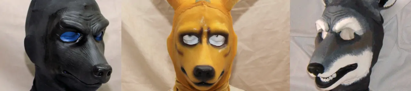 Wolf Masks - custom fabric hood masks made with latex prosthetics