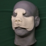 a foam latex prosthetic Bear Nose placed on a plastic human face cast