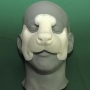 Foam latex prosthetic skunk nose placed on a plastic human face cast