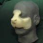 a foam latex prosthetic Beaver / Otter Nose placed on a plastic human face cast