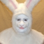 Man wearing foam latex prosthetic nose and makeup to look like an anthropomorphic white rabbit Man wearing foam latex prosthetic nose and makeup to look like an anthropomorphic white rabbit