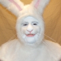 Man wearing foam latex prosthetic nose and makeup to look like an anthropomorphic white rabbit Man wearing foam latex prosthetic nose and makeup to look like an anthropomorphic white rabbit