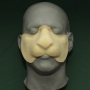 Slush Cast Latex Rabbit Nose placed on a plastic human face cast Slush Cast Latex Rabbit Nose placed on a plastic human face cast