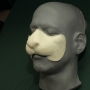 Foam Latex Rabbit Nose placed on a plastic human face cast Foam Latex Rabbit Nose placed on a plastic human face cast