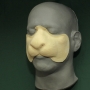 Slush Cast Latex Rabbit Nose placed on a plastic human face cast Slush Cast Latex Rabbit Nose placed on a plastic human face cast