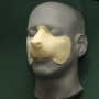 Slush Cast Latex Small Rat Nose placed on a plastic human face cast