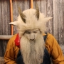 Man wearing foam latex prosthetic nose and makeup to look like an anthropomorphic white goat Man wearing foam latex prosthetic nose and makeup to look like an anthropomorphic white goat