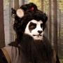 Man wearing foam latex prosthetic nose and makeup to look like a Pandaren from World of Warcraft. Man wearing foam latex prosthetic nose and makeup to look like a Pandaren from World of Warcraft.