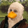 Man wearing foam latex prosthetic face and makeup to look like an anthropomorphic duck. Man wearing foam latex prosthetic face and makeup to look like an anthropomorphic duck.
