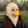 Man wearing foam latex prosthetic face and makeup to look like an anthropomorphic duck. Man wearing foam latex prosthetic face and makeup to look like an anthropomorphic duck.