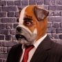 Man wearing foam latex prosthetic face and makeup to look like an anthropomorphic bulldog Man wearing foam latex prosthetic face and makeup to look like an anthropomorphic bulldog
