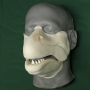 Foam latex Salmon Muzzle with teeth placed on a plastic human face cast