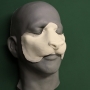 Foam Latex Wild Cat Nose placed on a plastic human face cast