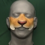 Foam Latex Wild Cat Nose painted as a lion placed on a plastic human face cast