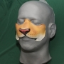 Foam Latex Wild Cat Nose painted as a lion placed on a plastic human face cast