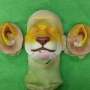 Foam Latex Wild Cat Nose & Cat Ear Tips painted as a lion placed on a plastic human face cast