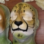 Foam Latex Cat Face is painted as a natural cheetah and placed on a plastic human face cast Foam Latex Cat Face is painted as a natural cheetah and placed on a plastic human face cast