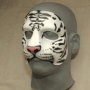Foam Latex Cat Face is painted as a white tiger and placed on a plastic human face cast Foam Latex Cat Face is painted as a white tiger and placed on a plastic human face cast
