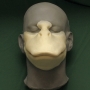 Foam Latex prosthetic Small Duck Bill placed on a plastic human face cast