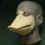 Foam Latex prosthetic Small Duck Bill placed on a plastic human face cast