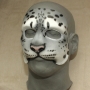 Foam Latex Cat Face is painted as a snow leopard and placed on a plastic human face cast Foam Latex Cat Face is painted as a snow leopard and placed on a plastic human face cast