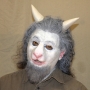 Man wearing foam latex prosthetic nose and makeup to look like an anthropomorphic white goat. Man wearing foam latex prosthetic nose and makeup to look like an anthropomorphic white goat.