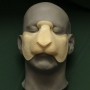 Slush Cast Latex Sheep / Goat Nose prosthetic placed on a plastic human face cast Slush Cast Latex Sheep / Goat Nose prosthetic placed on a plastic human face cast
